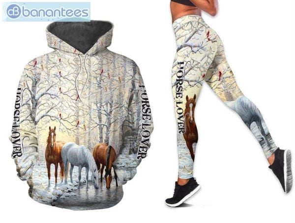 Personalized Horses By The Lake And Winter Combo 3D Hoodie And Leggings Set Product Photo 1