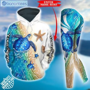 Personalized Sea Turtle Water Blue Cool Design 3D Printed Leggings Hoodie Set Product Photo 2
