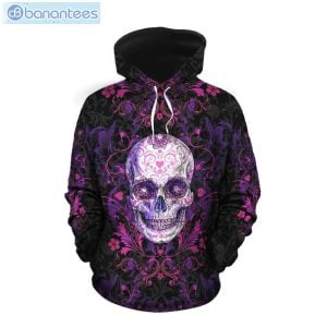 Purple Sugar Skull Unique Design 3D Printed Leggings Hoodie Set Product Photo 1