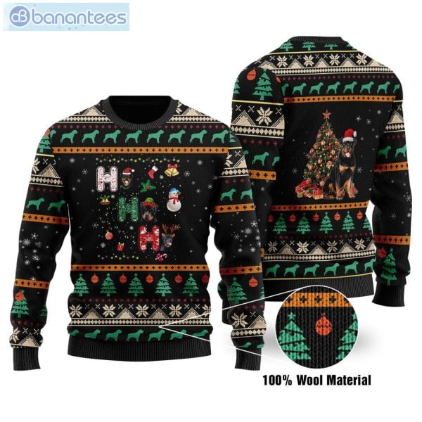 Rottweiler Ho Ho Ho Christmas Ugly Sweater Product Photo 1