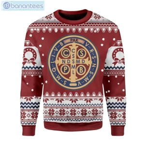 Saint Benedict Medal Christmas Ugly Sweater Product Photo 1