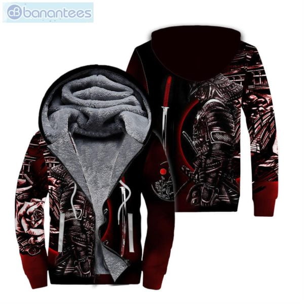Samurai Tattoo Pattern All Over Print Fleece Zip Hoodieproduct photo 1