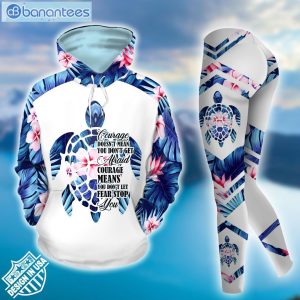 Sea Turtle And Tropical Flowers Design 3D Printed Leggings Hoodie Set Product Photo 2