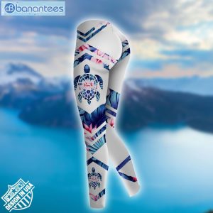 Sea Turtle And Tropical Flowers Design 3D Printed Leggings Hoodie Set Product Photo 3