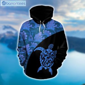 Sea Turtle Blue And Black Best Design 3D Printed Leggings Hoodie Set Product Photo 1