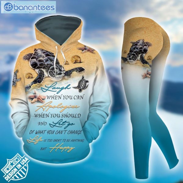 Sea Turtle Blue And Tan Awesome Design 3D Printed Leggings Hoodie Set Product Photo 2
