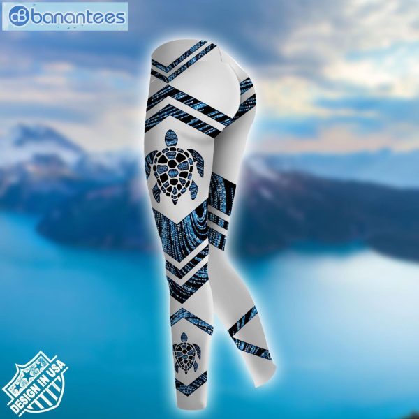 Sea Turtle Blue And White Good Quality Design 3D Printed Leggings Hoodie Set Product Photo 3