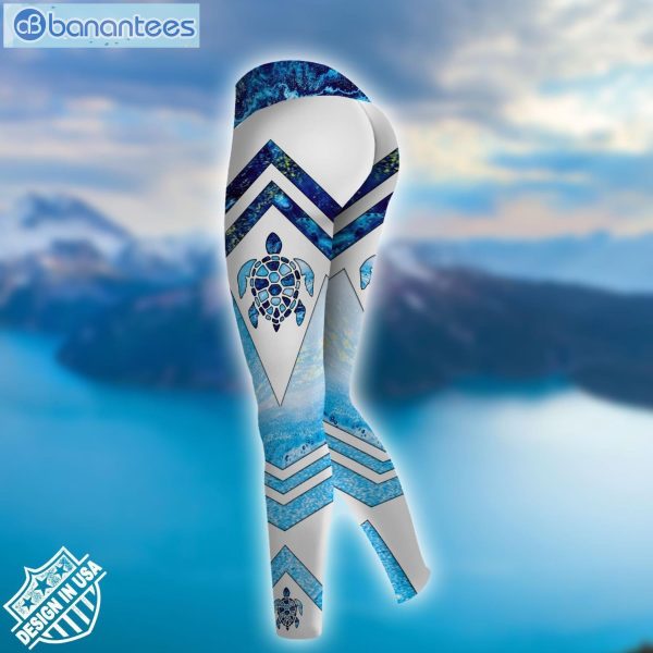 Sea Turtle Blue And White High Quality Design 3D Printed Leggings Hoodie Set Product Photo 3