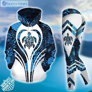 Sea Turtle Blue Popular Design 3D Printed Leggings Hoodie Set Product Photo 2