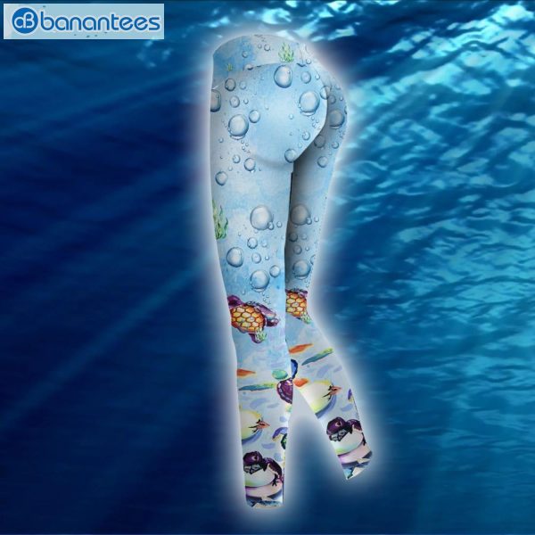 Sea Turtle Cute Light Blue Personalized Custom 3D Printed Leggings Hoodie Set Product Photo 3