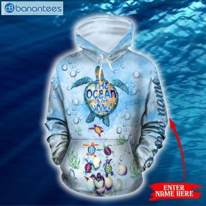 Sea Turtle Cute Light Blue Personalized Custom 3D Printed Leggings Hoodie Set Product Photo 1