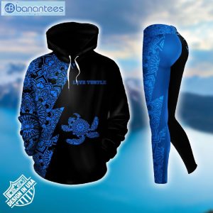 Sea Turtle Mandala Black Graphic Design 3D Printed Leggings Hoodie Set Product Photo 2
