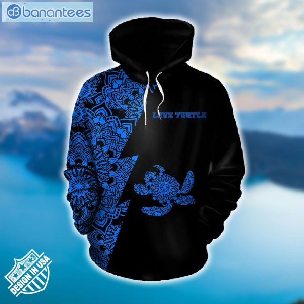 Sea Turtle Mandala Black Graphic Design 3D Printed Leggings Hoodie Set Product Photo 1