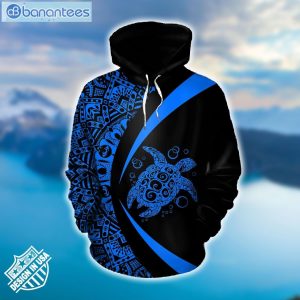 Sea Turtle Mandala Blue And Black 3D Printed Leggings Hoodie Set Product Photo 1