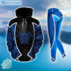 Sea Turtle Mandala Blue And Black Awesome Design 3D Printed Leggings Hoodie Set Product Photo 2