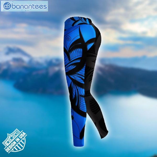 Sea Turtle Mandala Blue And Black Graphic Design 3D Printed Leggings Hoodie Set Product Photo 3