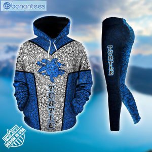 Sea Turtle Mandala Blue And White Unique Design 3D Printed Leggings Hoodie Set Product Photo 2