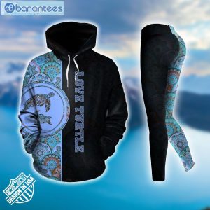 Sea Turtle Mandala Navy And Black Vintage Design 3D Printed Leggings Hoodie Set Product Photo 2