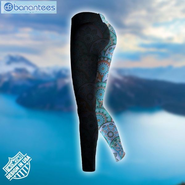 Sea Turtle Mandala Navy And Black Vintage Design 3D Printed Leggings Hoodie Set Product Photo 3