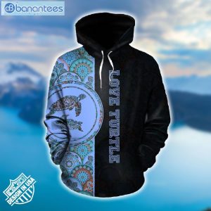 Sea Turtle Mandala Navy And Black Vintage Design 3D Printed Leggings Hoodie Set Product Photo 1
