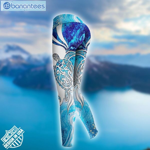 Sea Turtle Personalized Blue And White Popular Design 3D Printed Leggings Hoodie Set Product Photo 3