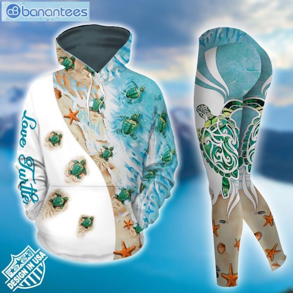 Sea Turtle Water Blue Cool Design 3D Printed Leggings Hoodie Set Product Photo 2
