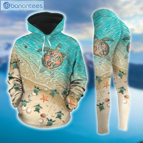 Sea Turtle Water Blue High Quality Design 3D Printed Leggings Hoodie Set Product Photo 2