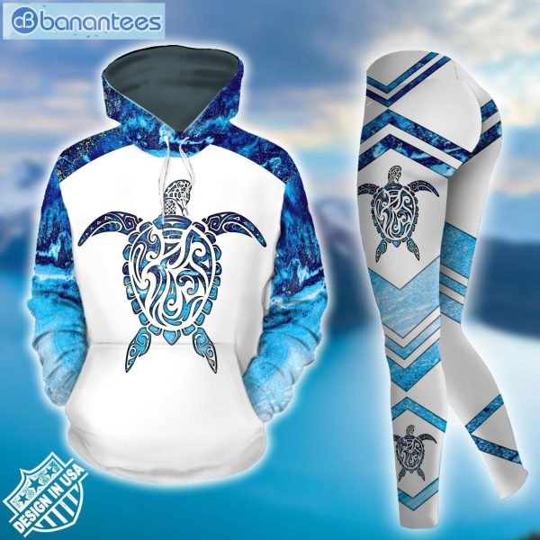 Sea Turtle White 3D Printed Leggings Hoodie Set Product Photo 2