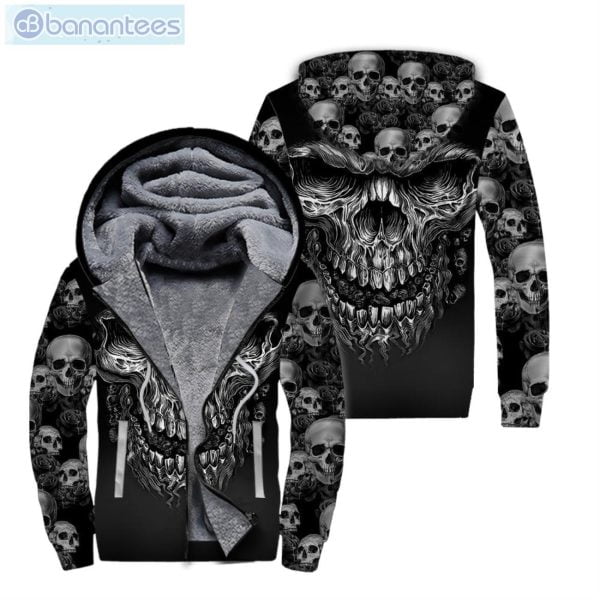 Shredder Skull Black All Over Print Fleece Zip Hoodieproduct photo 1