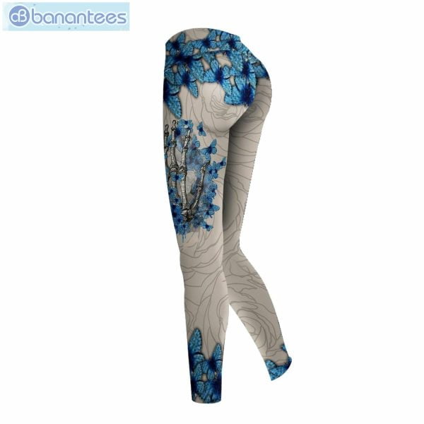 Skeleton Hand Butterfly Blue And Khaki Unique 3D Printed Leggings Hoodie Set Product Photo 3