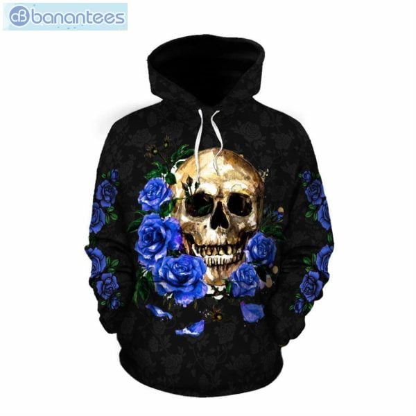 Skull Flower Blue And Black Unique 3D Printed Leggings Hoodie Set Product Photo 1