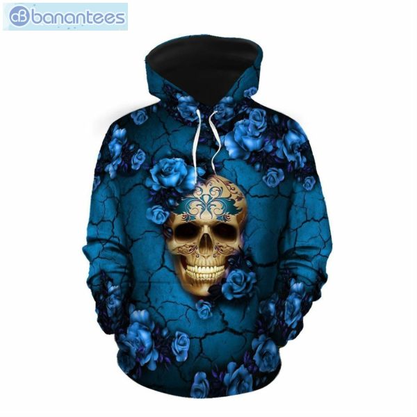Skull Flower Blue Unique 3D Printed Leggings Hoodie Set Product Photo 1