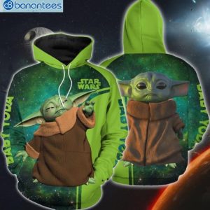 Star Wars Baby Yoda Green Galaxy All Over Print 3D Hoodie Product Photo 1