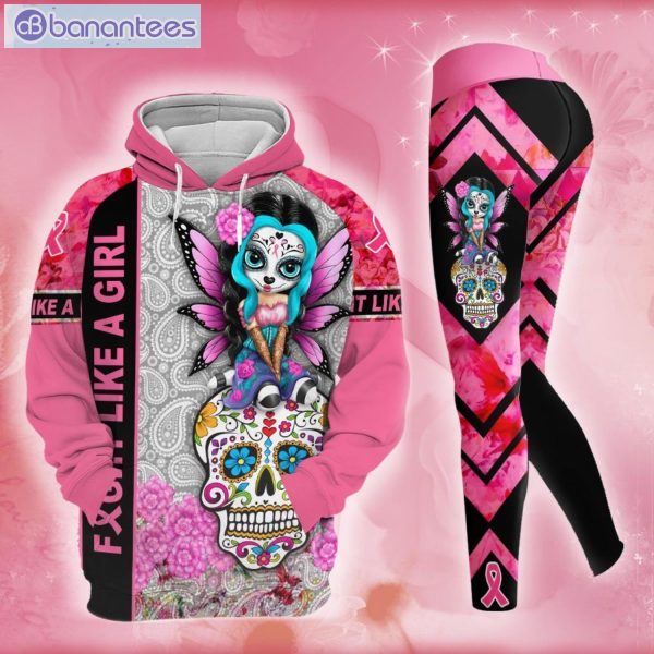 Sugar Skull Breast Cancer 3D Printed Leggings Hoodie Set Product Photo 2