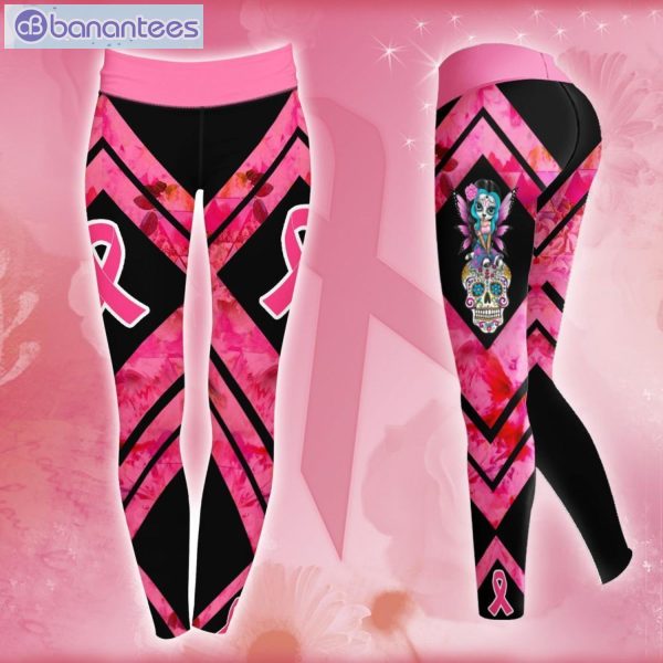 Sugar Skull Breast Cancer 3D Printed Leggings Hoodie Set Product Photo 3