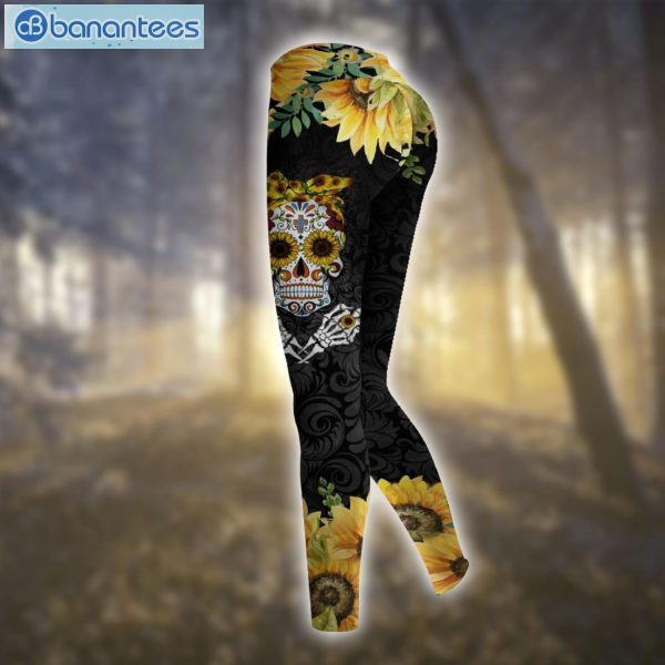 Sunflower Sugar Skull 3D Printed Leggings Hoodie Set Product Photo 3