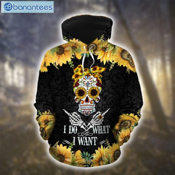 Sunflower Sugar Skull 3D Printed Leggings Hoodie Set Product Photo 1