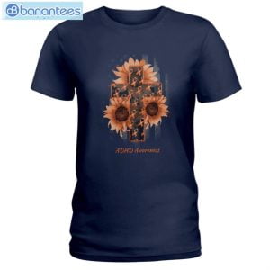 Sunflowers American Flag And The Cross ADHD Awareness T-Shirt Long Sleeve Tee Product Photo 3