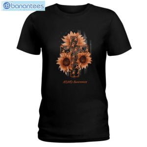 Sunflowers American Flag And The Cross ADHD Awareness T-Shirt Long Sleeve Tee Product Photo 1