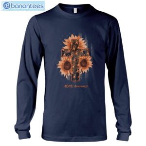 Sunflowers American Flag And The Cross ADHD Awareness T-Shirt Long Sleeve Tee Product Photo 5