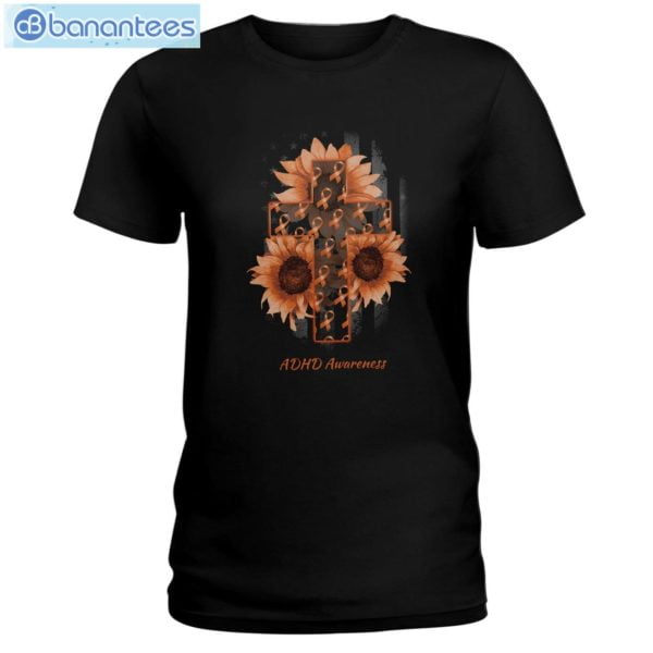 Sunflowers American Flag And The Cross ADHD Awareness T-Shirt Long Sleeve Tee Product Photo 1