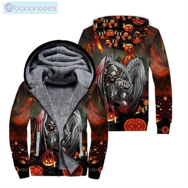 The Grim Reaper Watcher Of Time Halloween All Over Print Fleece Zip Hoodieproduct photo 1