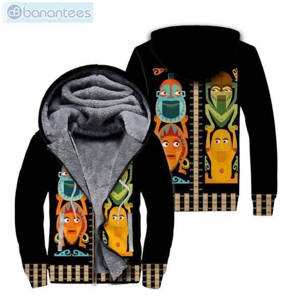 Tropical Tiki Funny Hoodie All Over Print Fleece Zip Hoodieproduct photo 1