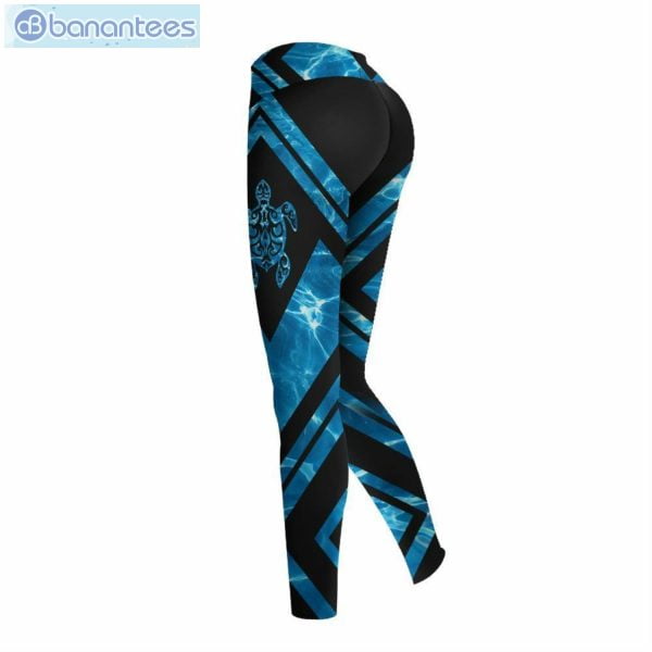 Turtle Blue And Black Unique 3D Printed Leggings Hoodie Set Product Photo 3