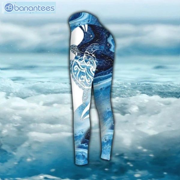 Turtle Blue And White Personalized Unique 3D Printed Leggings Hoodie Set Product Photo 3