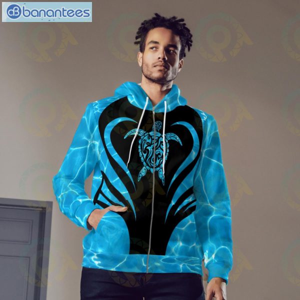 Turtle Blue Ocean Pattern Hoodie And Leggings Set Product Photo 3