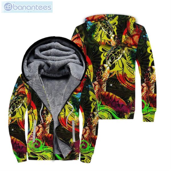 Turtle Couple With Polynesian All Over Print Fleece Zip Hoodieproduct photo 1