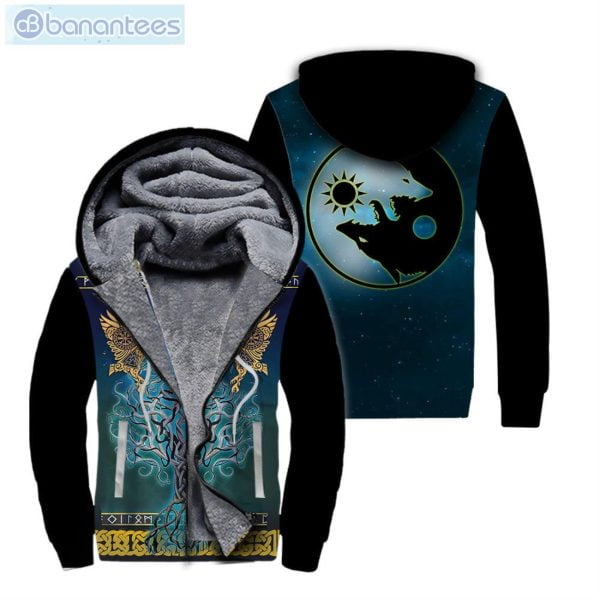 Viking Tree Of Life Fenrir Skoll And Hati All Over Print Fleece Zip Hoodieproduct photo 1