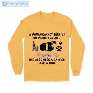 Whisky Camper Dog Flowers Pattern T-Shirt Long Sleeve Tee Product Photo 9