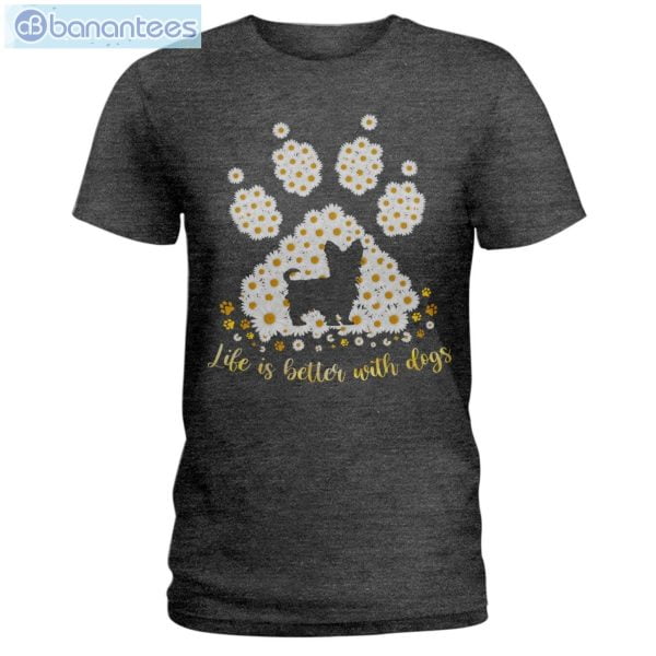 Yorkshire Terrier Daisy Life Is Better With Dogs T-Shirt Long Sleeve Tee Product Photo 2